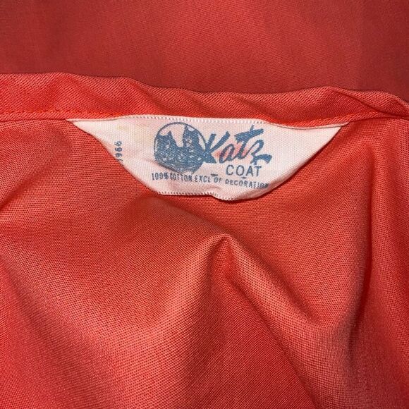 Vintage Katz Coat 1960s Orange Dress size S Sleeveless Embroidered Pockets Zip G - Picture 4 of 5